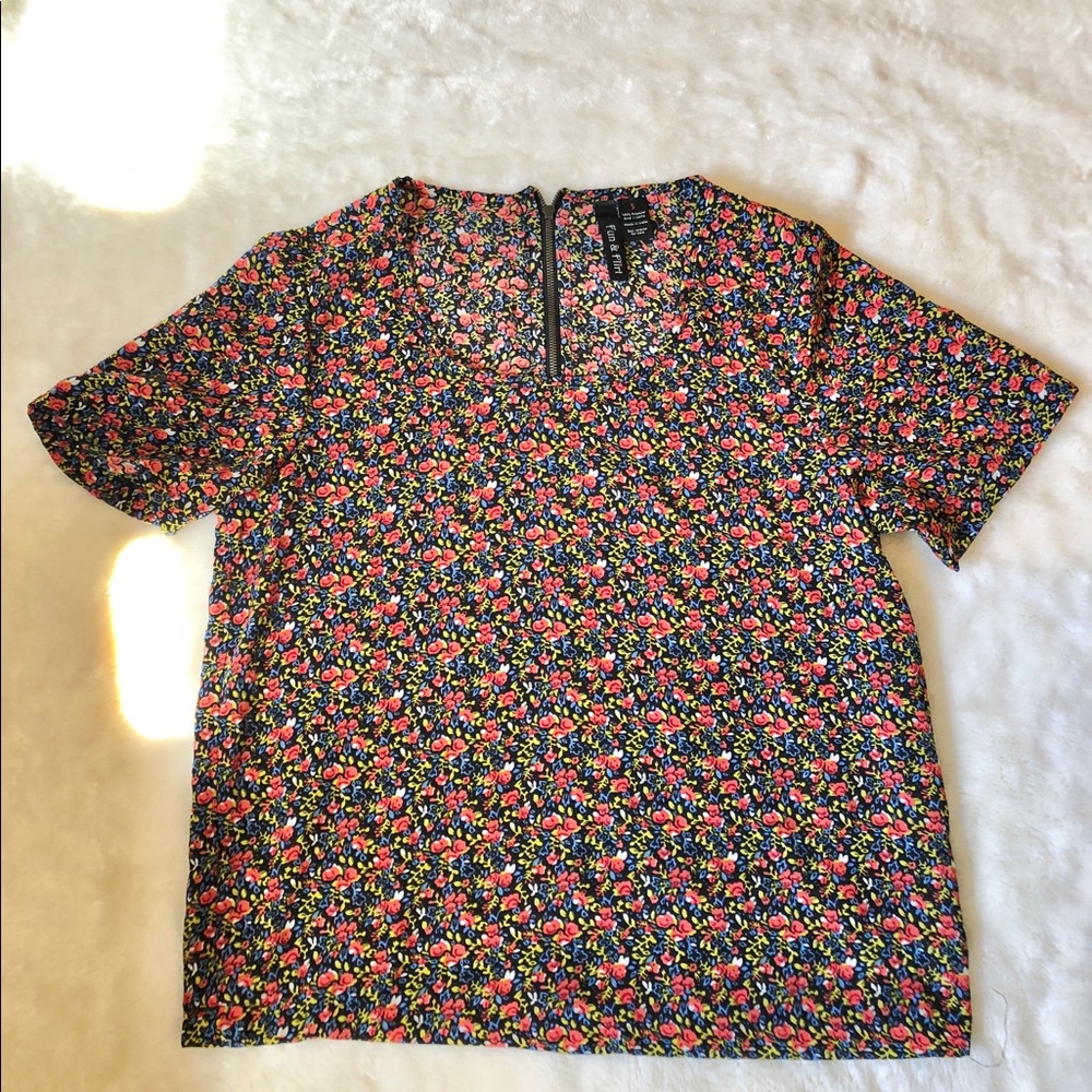 Fun & Flirt Floral Zip Back Tee Shirt